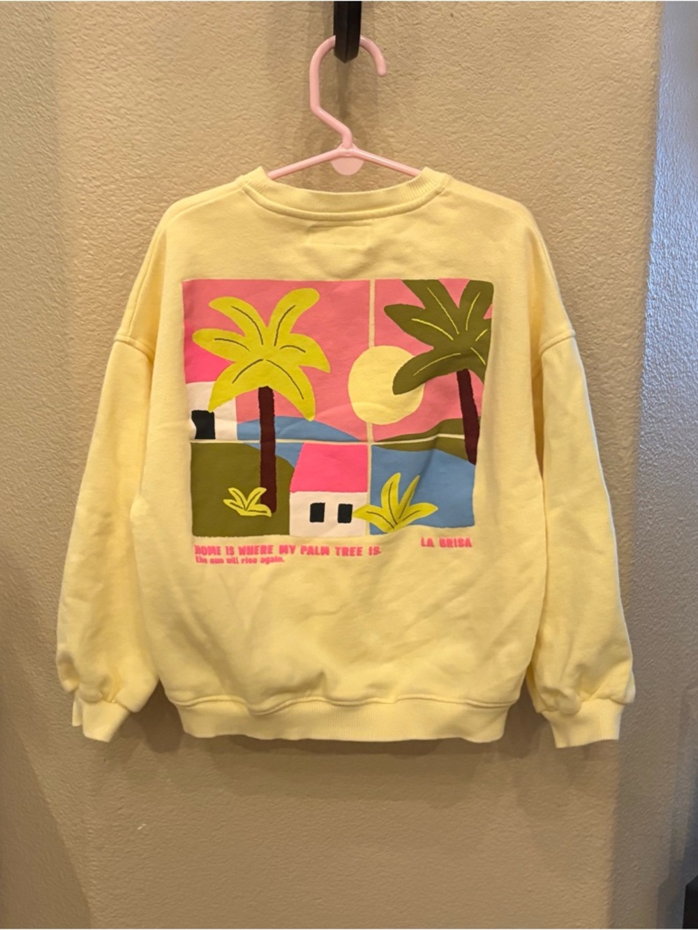ZARA Kids Girls Yellow La Brisa Palm Tree Graphic Sweatshirt Size 6Y